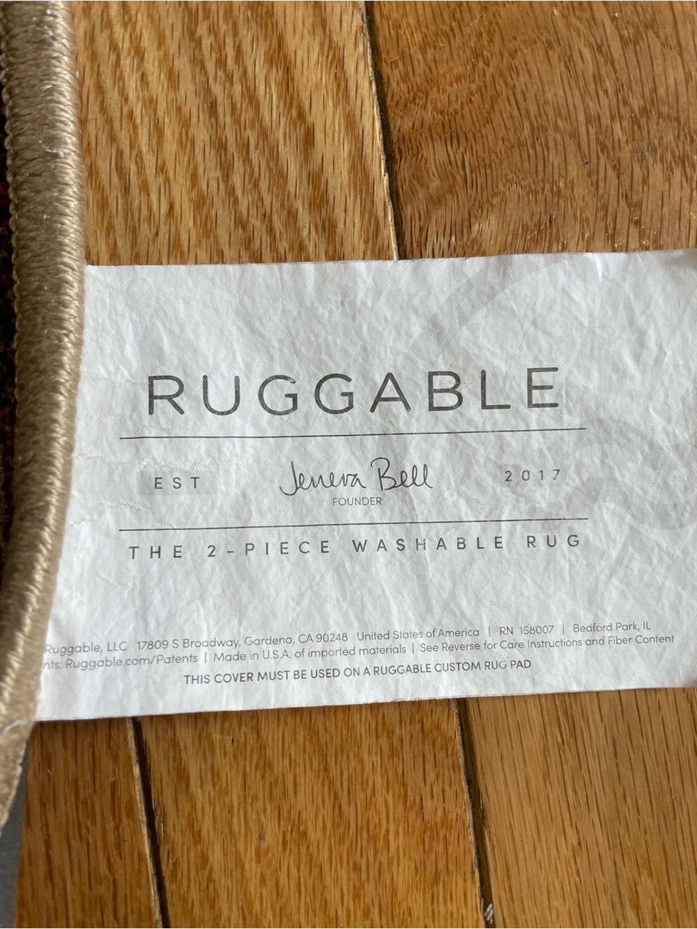 Ruggable Area Rug Cover-Rust Red Geometric - Picture 3 of 7